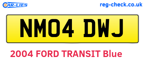 NM04DWJ are the vehicle registration plates.