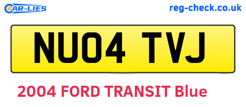 NU04TVJ are the vehicle registration plates.