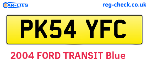 PK54YFC are the vehicle registration plates.