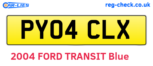 PY04CLX are the vehicle registration plates.
