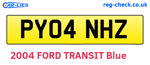 PY04NHZ are the vehicle registration plates.