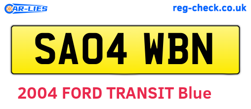 SA04WBN are the vehicle registration plates.