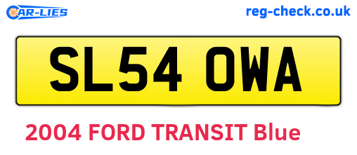 SL54OWA are the vehicle registration plates.