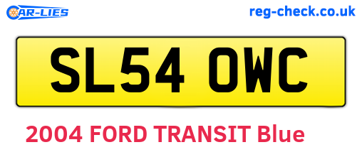 SL54OWC are the vehicle registration plates.