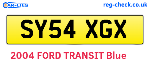 SY54XGX are the vehicle registration plates.