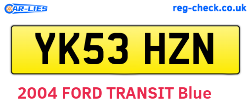 YK53HZN are the vehicle registration plates.
