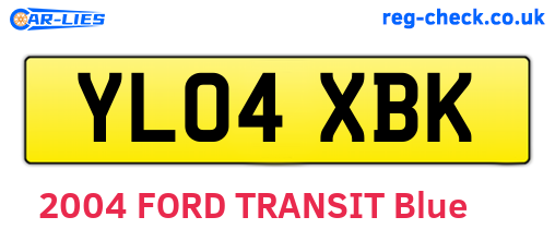 YL04XBK are the vehicle registration plates.
