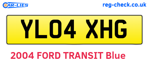YL04XHG are the vehicle registration plates.
