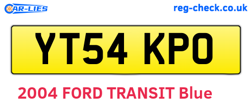 YT54KPO are the vehicle registration plates.