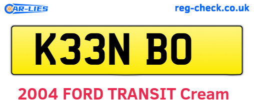 K33NBO are the vehicle registration plates.