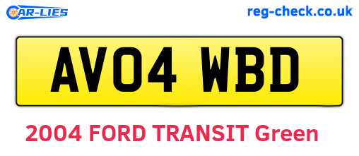AV04WBD are the vehicle registration plates.