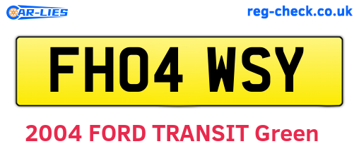 FH04WSY are the vehicle registration plates.