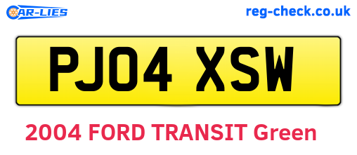 PJ04XSW are the vehicle registration plates.