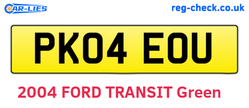 PK04EOU are the vehicle registration plates.