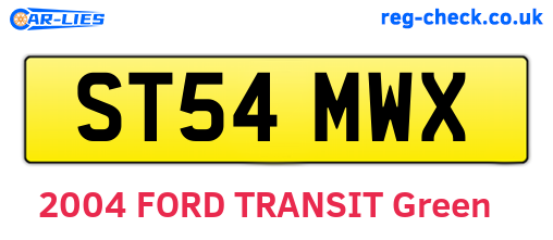 ST54MWX are the vehicle registration plates.