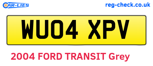 WU04XPV are the vehicle registration plates.