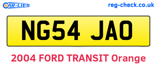 NG54JAO are the vehicle registration plates.