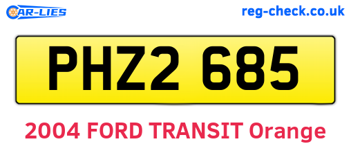 PHZ2685 are the vehicle registration plates.