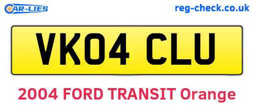 VK04CLU are the vehicle registration plates.