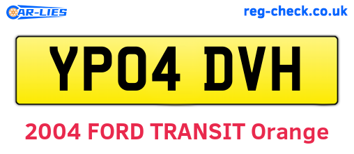 YP04DVH are the vehicle registration plates.