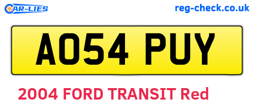 AO54PUY are the vehicle registration plates.