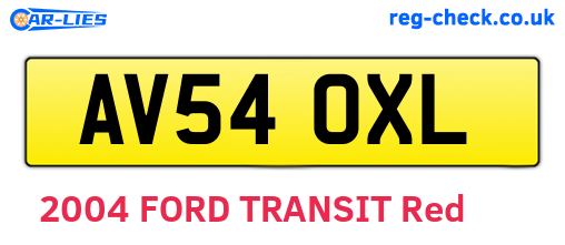 AV54OXL are the vehicle registration plates.