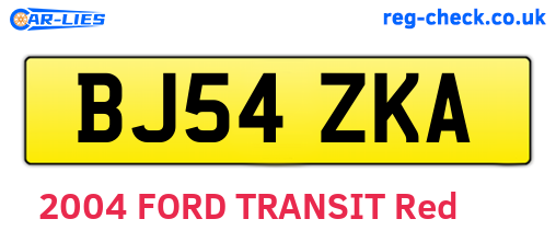 BJ54ZKA are the vehicle registration plates.
