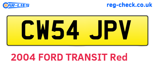 CW54JPV are the vehicle registration plates.