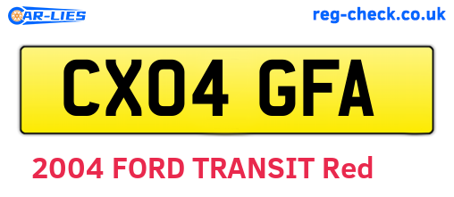 CX04GFA are the vehicle registration plates.
