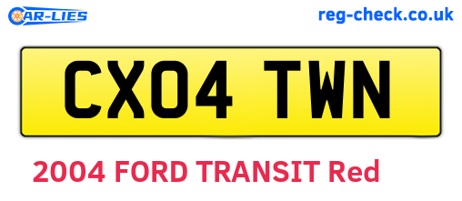 CX04TWN are the vehicle registration plates.