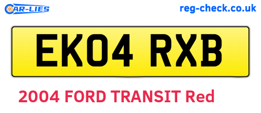 EK04RXB are the vehicle registration plates.