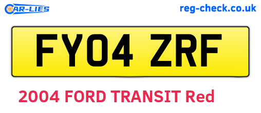 FY04ZRF are the vehicle registration plates.