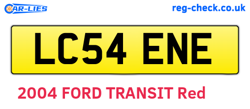 LC54ENE are the vehicle registration plates.
