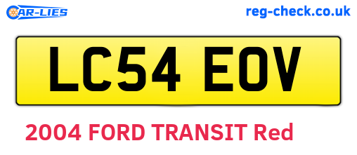 LC54EOV are the vehicle registration plates.