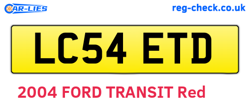 LC54ETD are the vehicle registration plates.