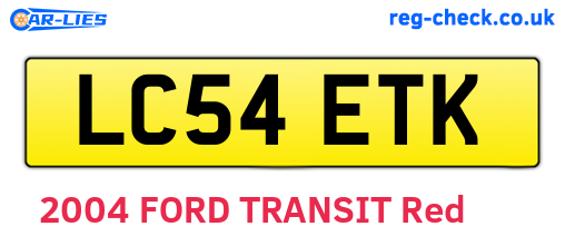 LC54ETK are the vehicle registration plates.