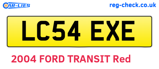 LC54EXE are the vehicle registration plates.