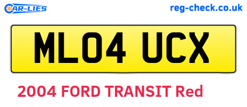 ML04UCX are the vehicle registration plates.
