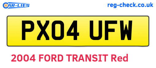 PX04UFW are the vehicle registration plates.