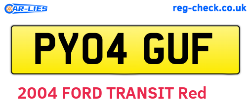 PY04GUF are the vehicle registration plates.