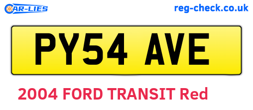 PY54AVE are the vehicle registration plates.