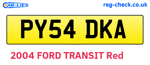 PY54DKA are the vehicle registration plates.