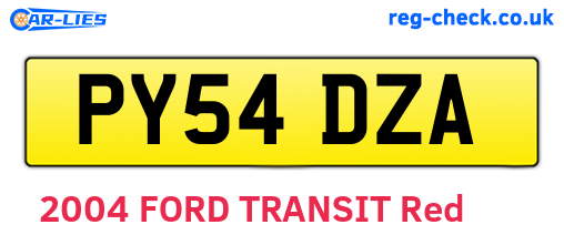 PY54DZA are the vehicle registration plates.