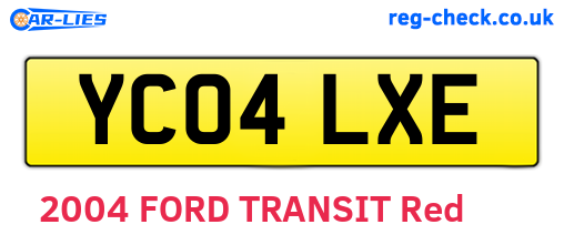 YC04LXE are the vehicle registration plates.