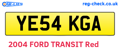 YE54KGA are the vehicle registration plates.