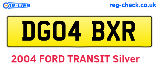 DG04BXR are the vehicle registration plates.