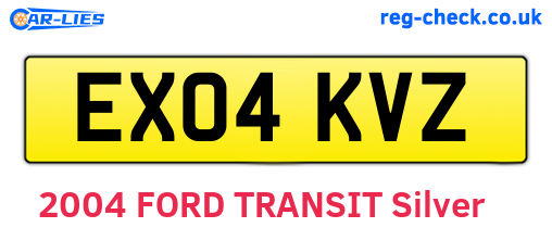 EX04KVZ are the vehicle registration plates.