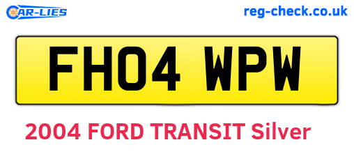 FH04WPW are the vehicle registration plates.