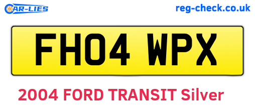 FH04WPX are the vehicle registration plates.