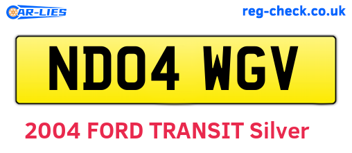 ND04WGV are the vehicle registration plates.